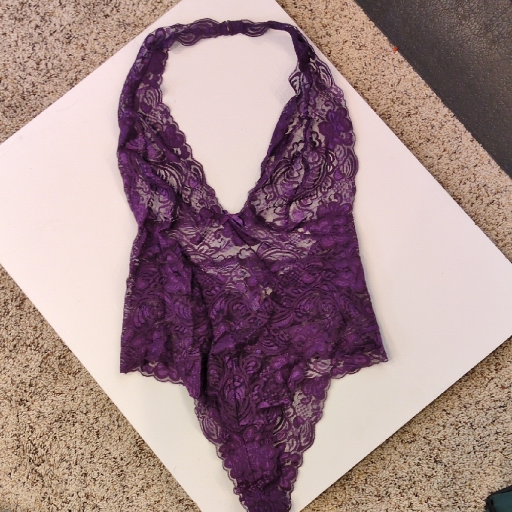 Adore Me Deep Purple Lace Bodysuit